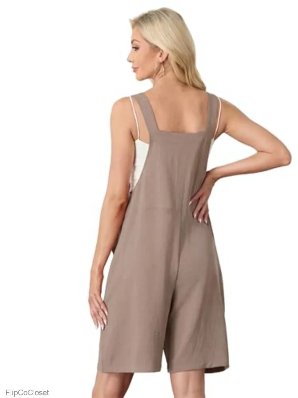 Sleeveless Loose Romper 100% Polyester Jumpsuit with Pockets Summer Casual